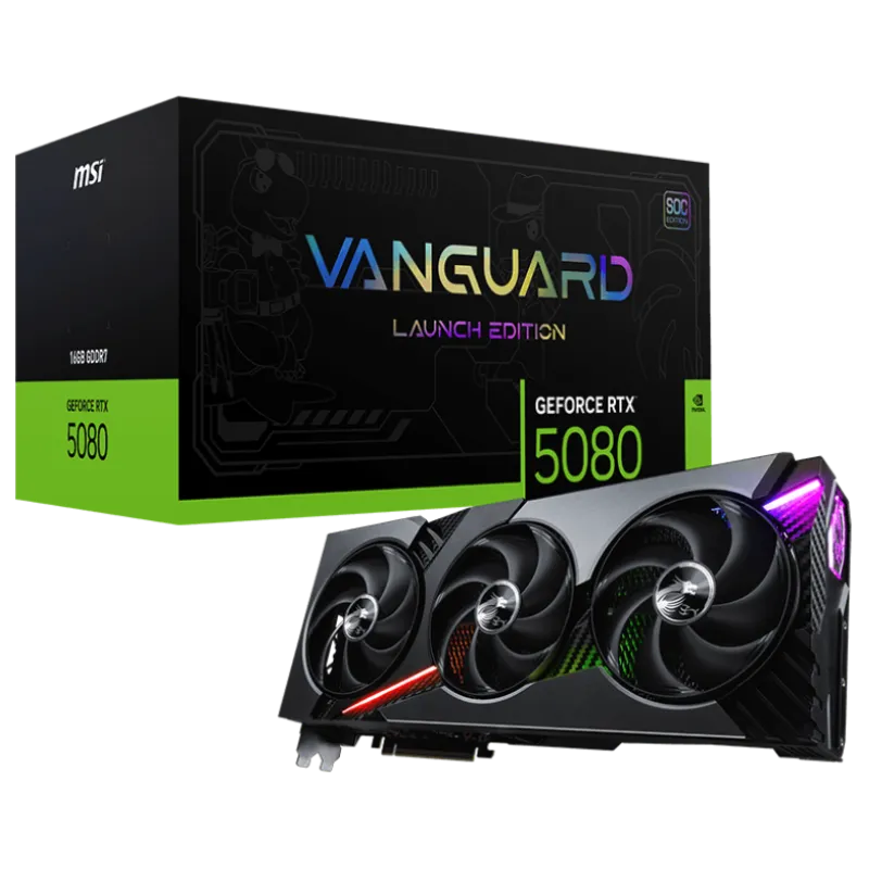 کارت گرافیک ام اس آی مدل MSI RTX 5080 VANGUARD SOC LAUNCH EDITION 16G