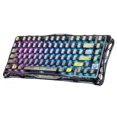 کیبورد بی سیم گیمینگ گراواستار مدل GravaStar Mercury K1 Lite - Transparent Black